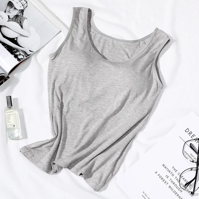 Women Slim Fit Tank Top with Built In Bra