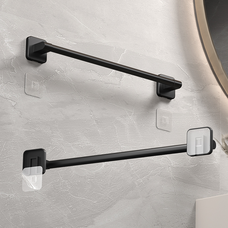 White Bathroom Towel Rack, Drill-Free Self-Adhesive Towel Holder, Space-Saving Towel Bar & Rail