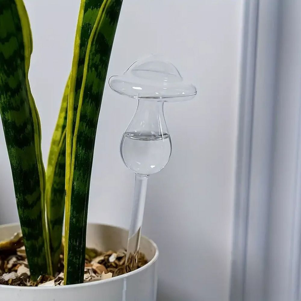 Mushroom Shape Glass Plant Watering Globes Self Watering Drip Irrigation System Rainbow Design