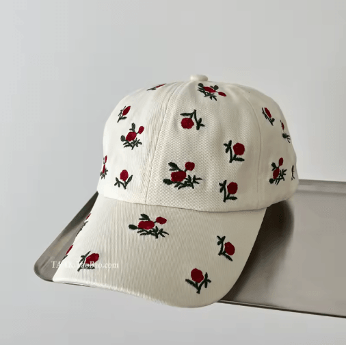Y2K Rose Embroidered Baseball Cap – Casual Summer Sun Hat