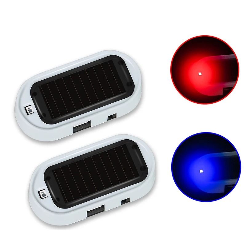Solar Powered Dummy Car Alarm LED Security Warning Light Set