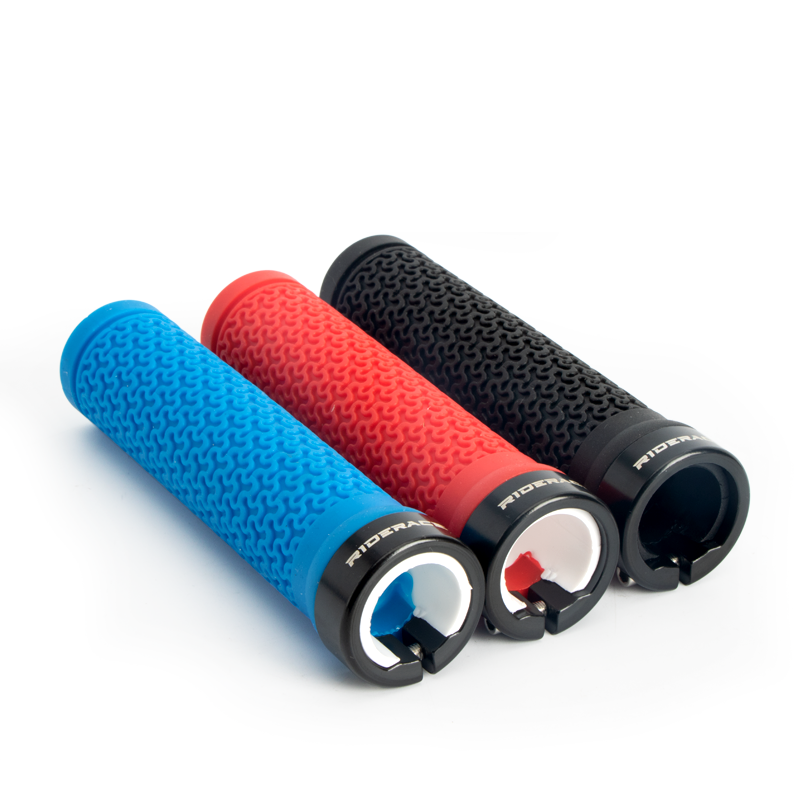 Premium MTB Bicycle Handlebar Grips Soft Non-Slip Rubber Locking Cover