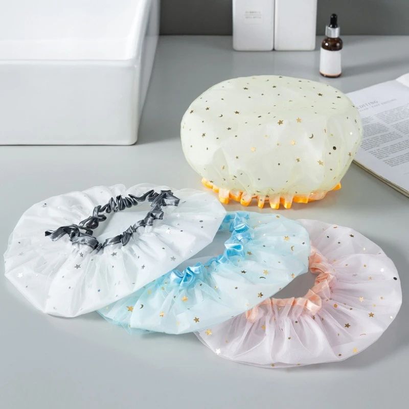 Waterproof Double Layer Shower Cap Set