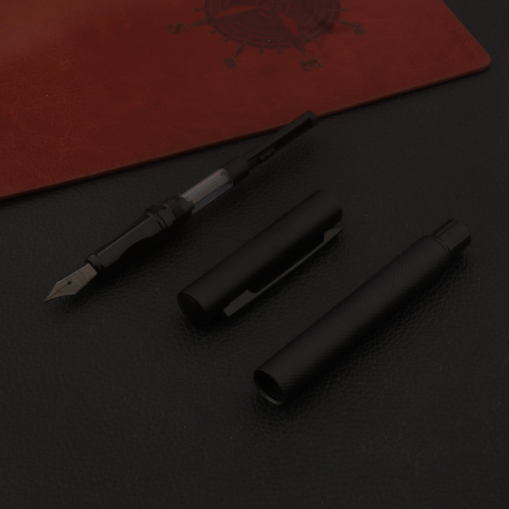 Matte Black Metal Fountain Pen with Smooth Nib, Professional Office, School Supplies & Writing Gift Pen