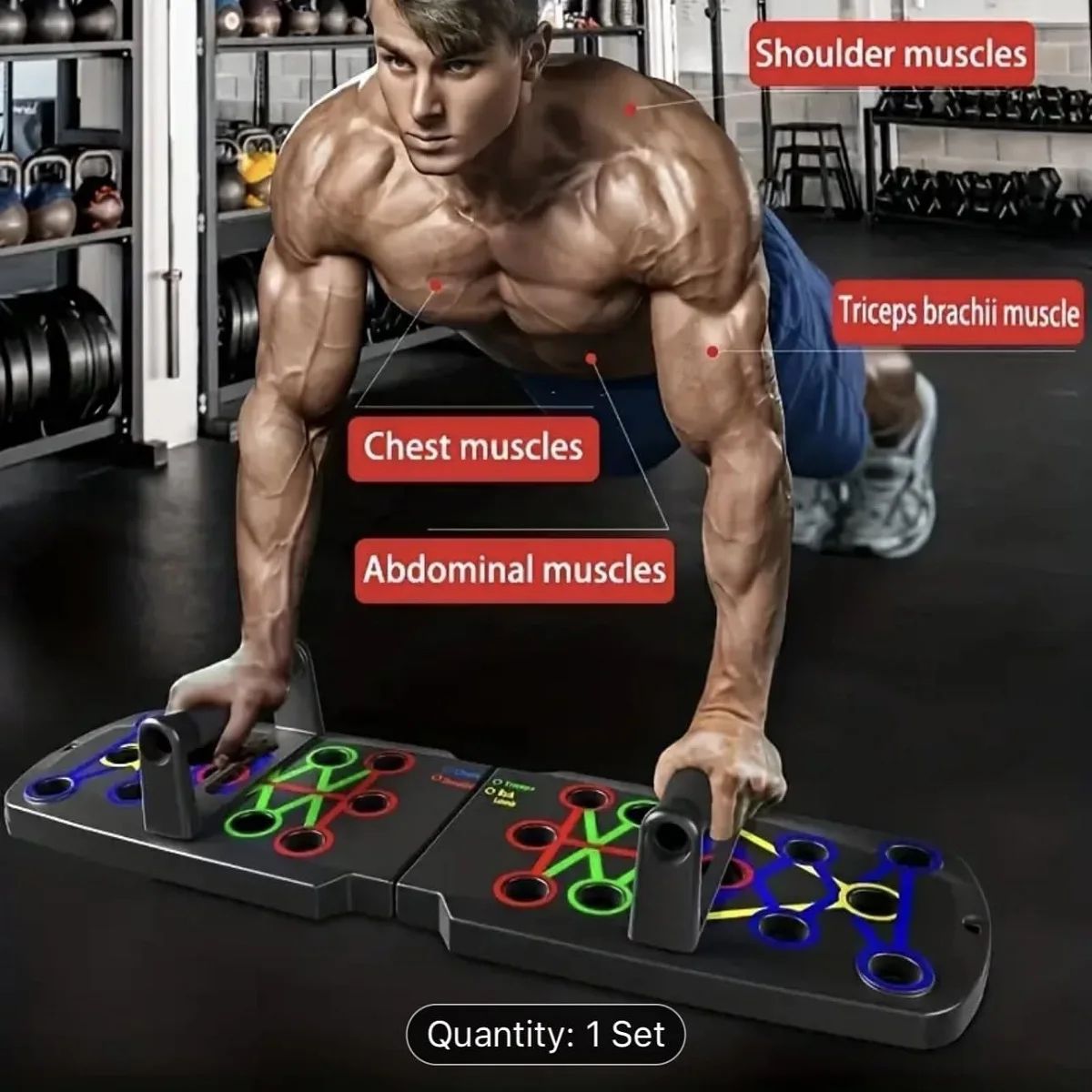 Foldable Push Up Board Training System with Color-Coded Positions and Comfort Handles