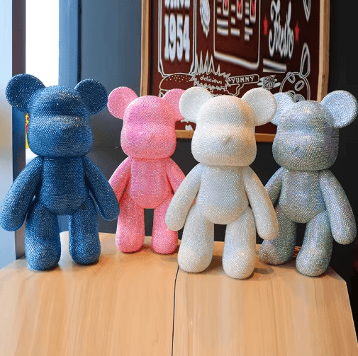 Rhinestone Crystal Bear Figurine – DIY Beaded Embroidery Desk Decor