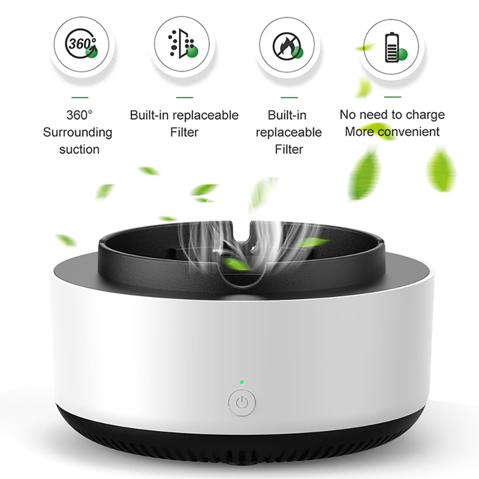 Portable Anion Air Purifier, Multipurpose Ashtray for Filtering Second-Hand Smoke, Ideal for Office and Parties
