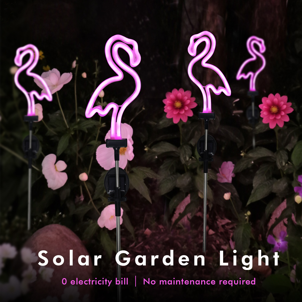 Solar Neon Flamingo Lights, Waterproof Landscape Garden Decoration for Outdoor Lawn, Terrace & Patio Walkway