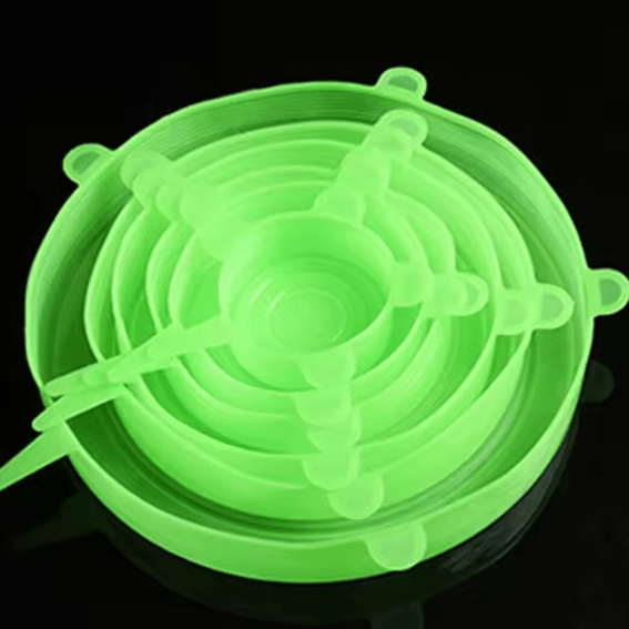 6 Pcs Silicone Cover Stretch Lids Universal Adaptable Kitchen Bowl Caps