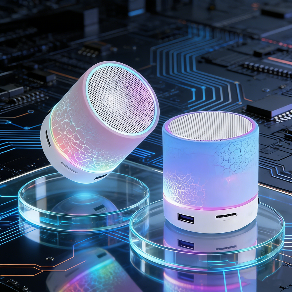 Bluetooth Mini Speaker with Colorful LED & Subwoofer Wireless USB Portable Audio