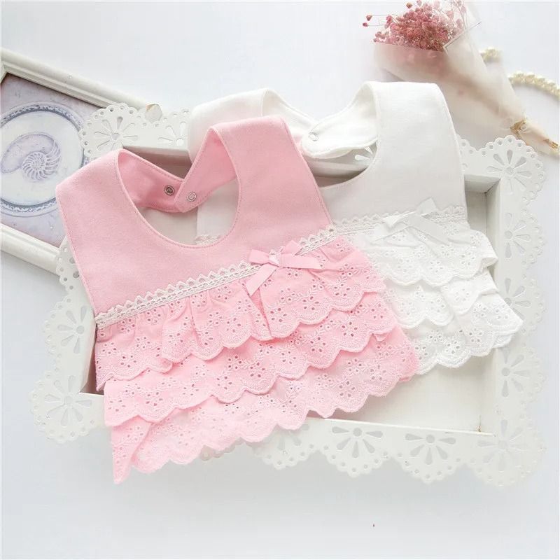Lawadka Princess Lace Bow 100% Cotton Baby Bibs & Saliva Towels