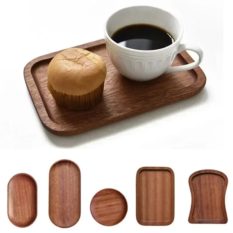 Japanese Style Rectangular Wooden Dinner Plate Walnut Wood Serving Tray