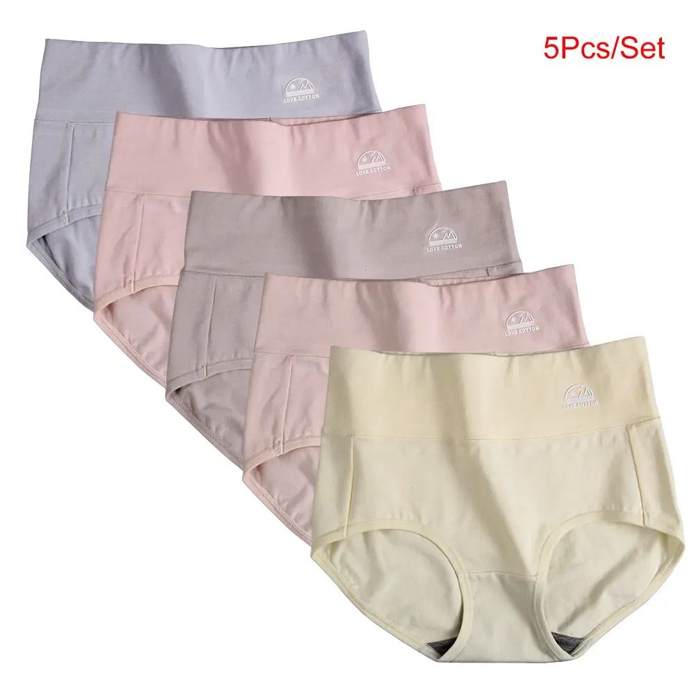 Women Cotton High Waisted Underwear 5 Pack Tummy Control Butt Lift Graphene Antibacterial Breathable