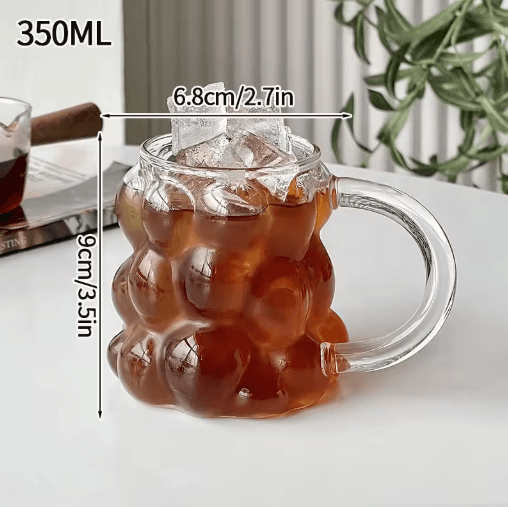 INS Style 3D Rose Glass Cup Heat Resistant Transparent Coffee and Juice Tumbler