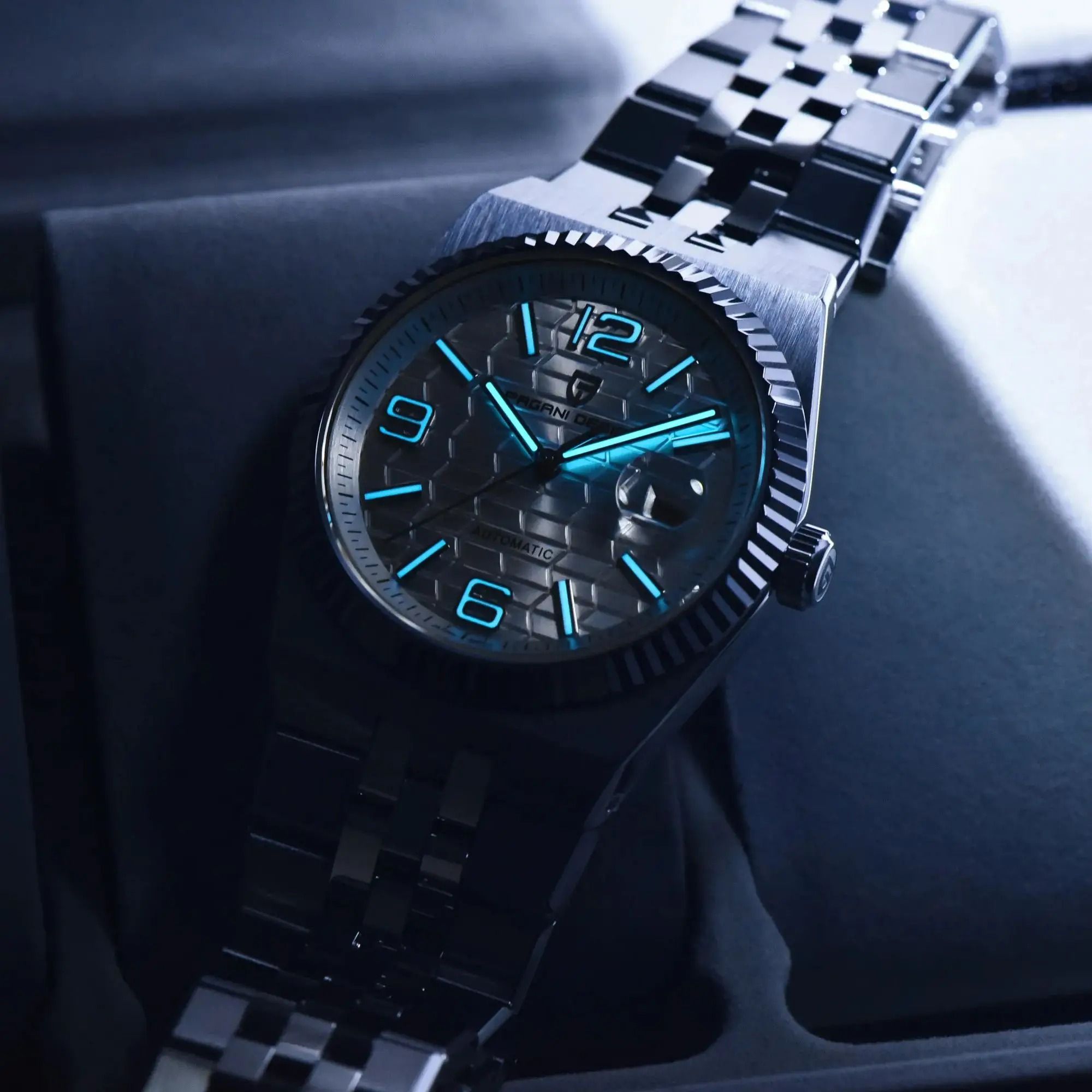 3D Rhombus Dial Automatic Watch – High-Precision Mechanical Stainless Steel Timepiece