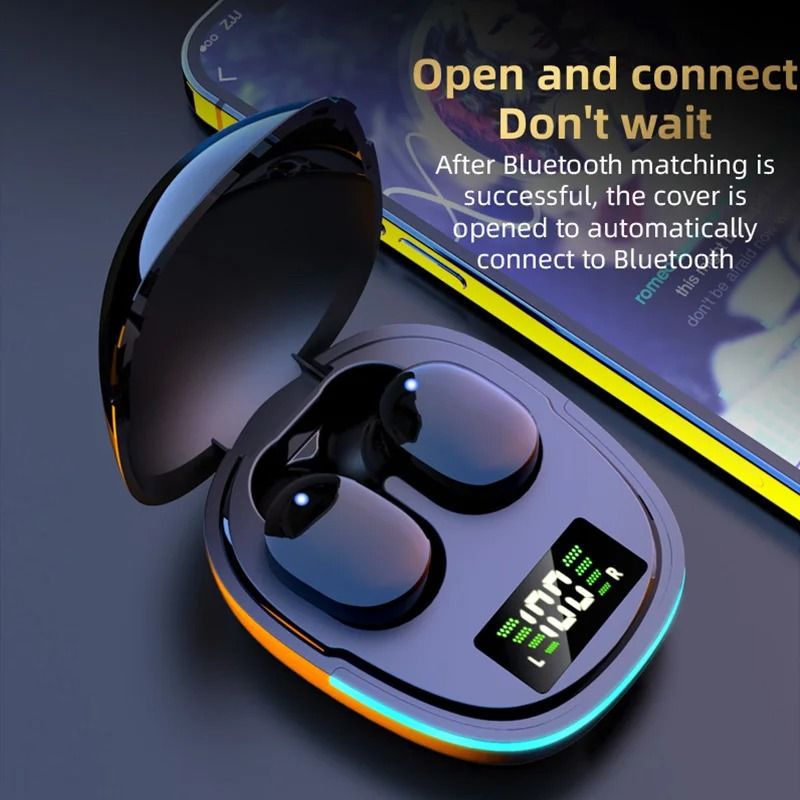 Wireless Bluetooth Earphones with LED Display and Noise Cancelling Mic