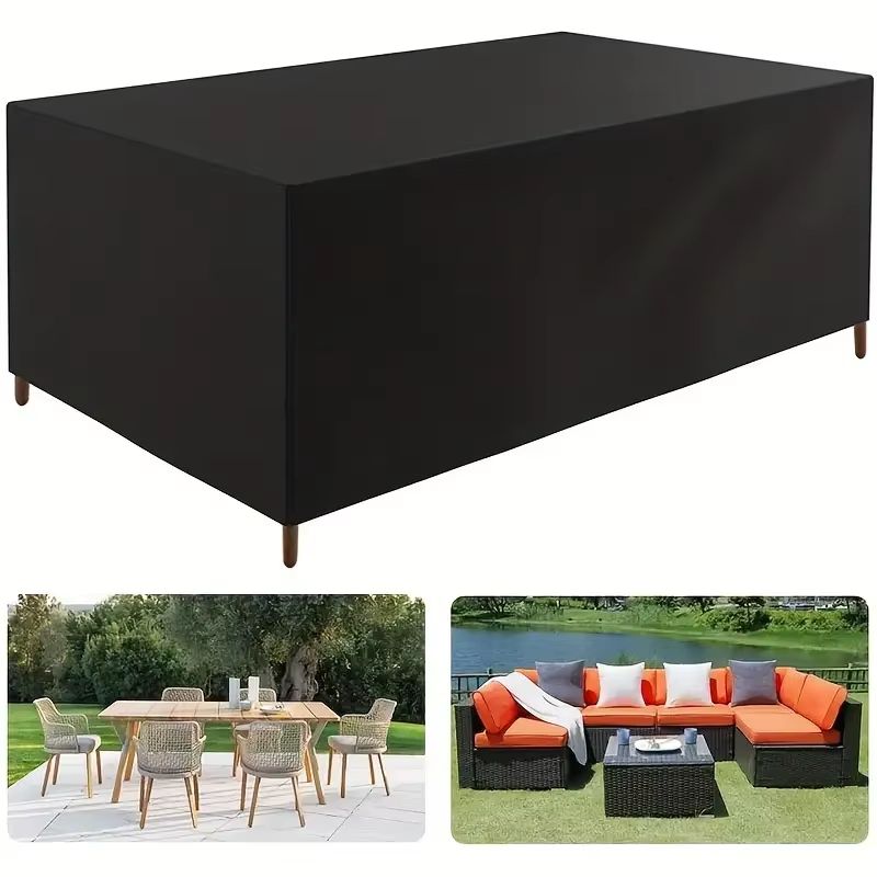 Heavy Duty Rectangular Waterproof Patio Table Cover for Outdoor Dining Table and Chair Sets (Canvas-Style)
