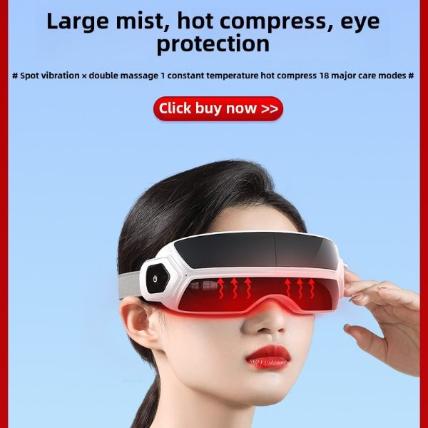 Foldable Eye Massage Instrument, Atomized Steam, Bone Conduction, Air Pressure & Vibrator for Deep Relief