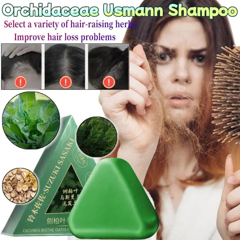 Usman Grass Herbal Shampoo Soap Platycladus Broth Hair Loss Treatment