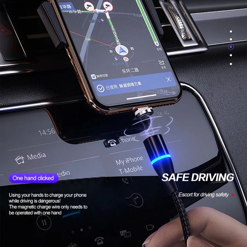 3-in-1 Magnetic Fast Charging Cable for Android & Type-C Devices