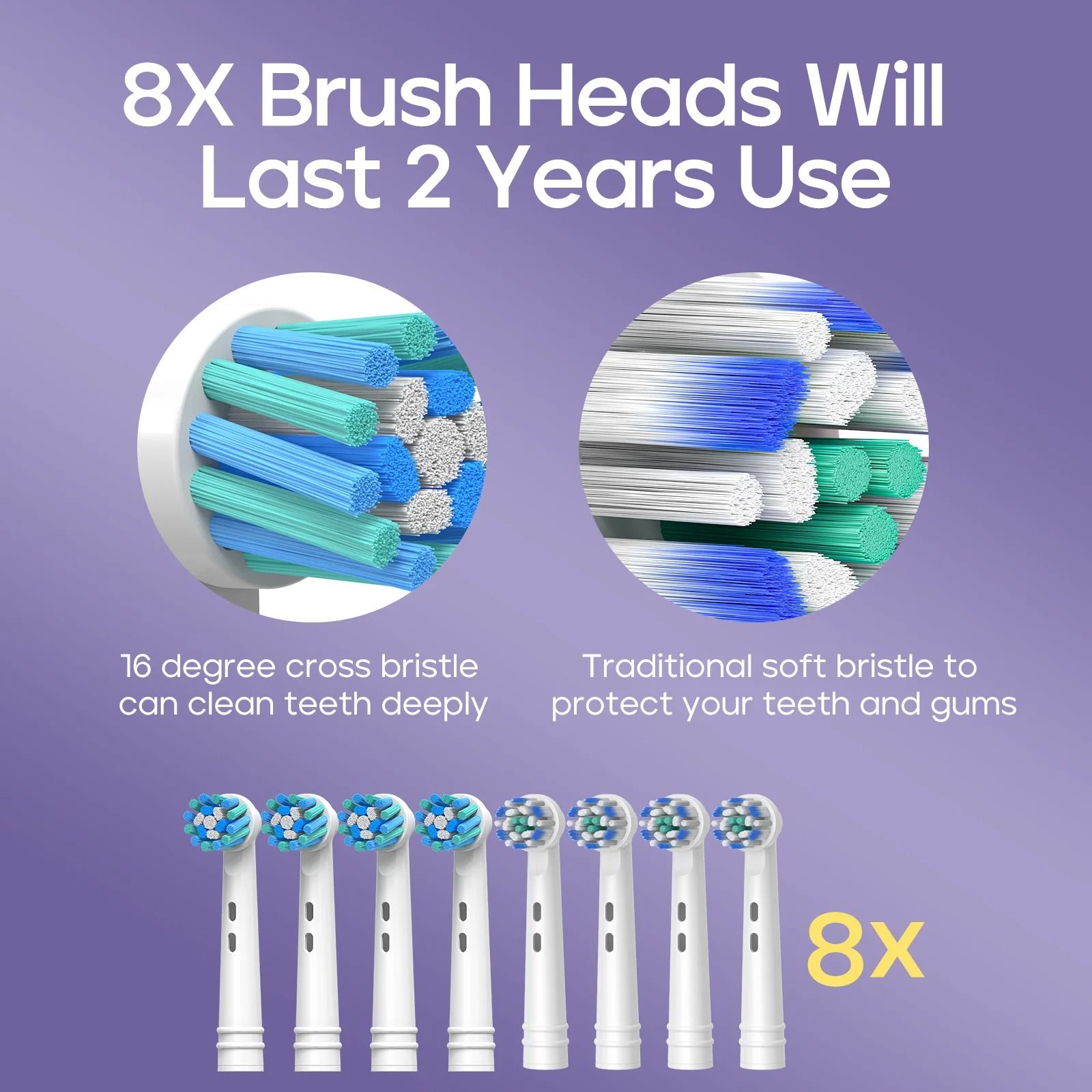 Seago Rotating Electric Toothbrush with 8 Brush Heads 5 Modes Rechargeable