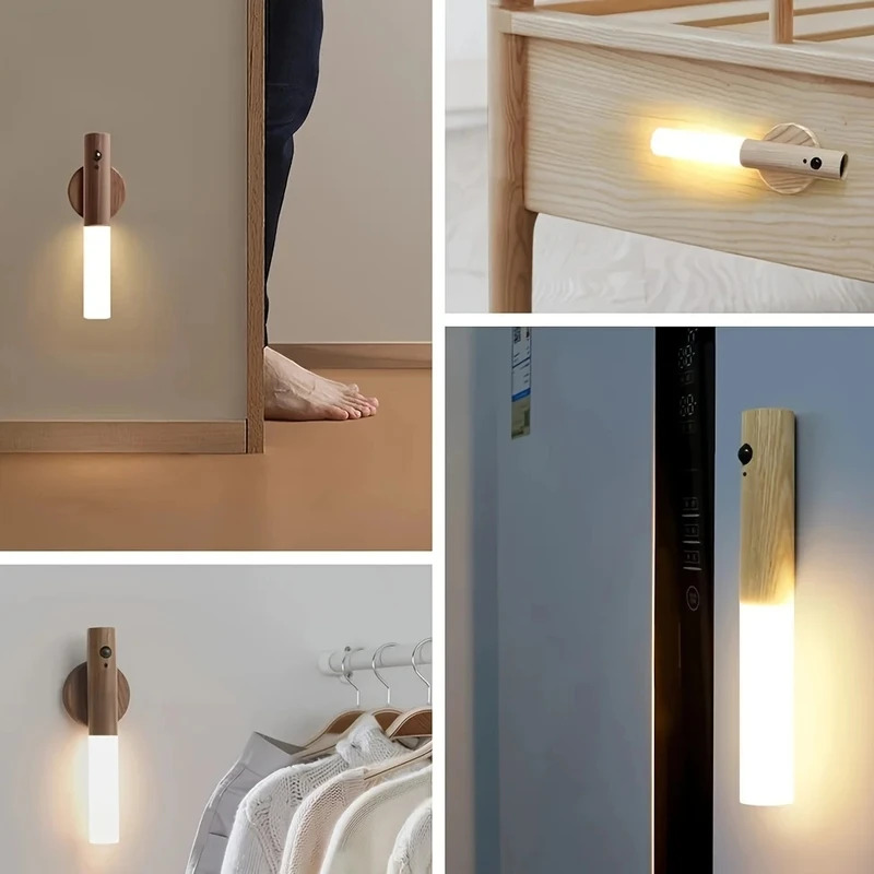 Rechargeable Motion Sensor Night Light LED Wall Lamp for Cabinet Hallway Bathroom