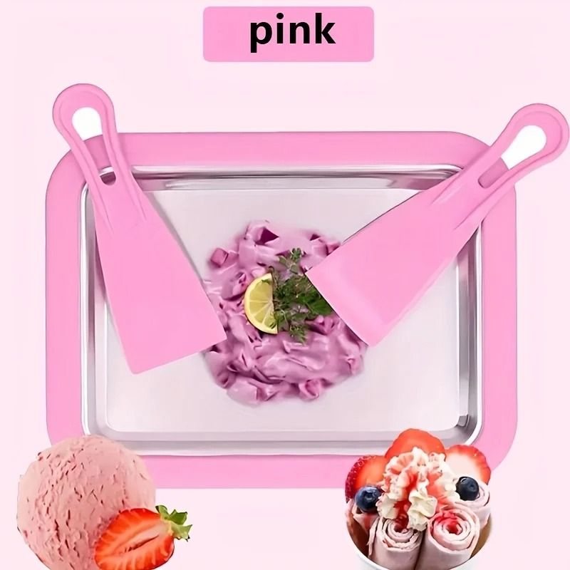 Rolling Ice Cream Maker with Rapid Cooling Plate and Dessert Tray