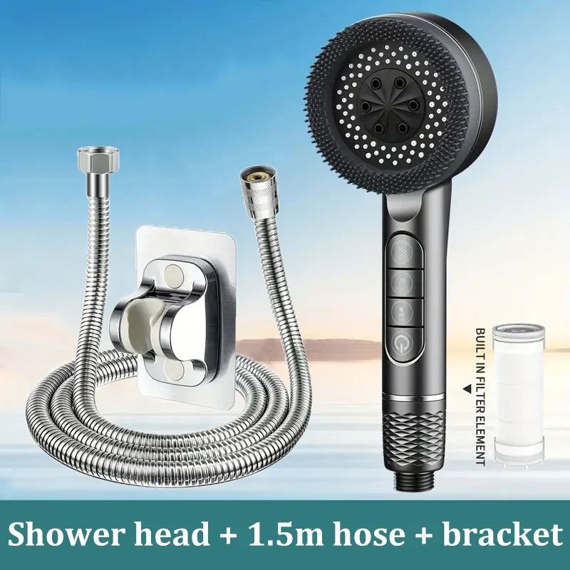 High Pressure Handheld Shower Head 4 Mode Adjustable Bathroom Set