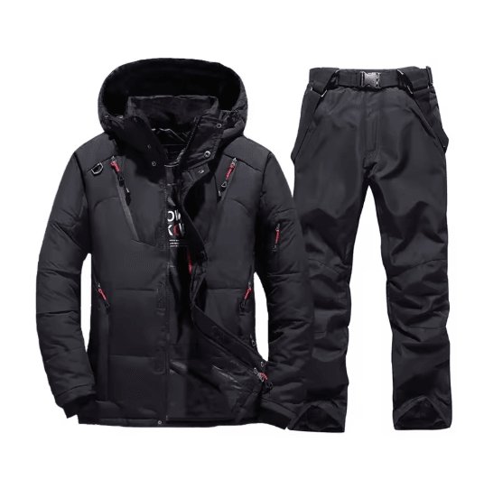 Mens Thermal Ski Suit Set Waterproof Down Jacket & Snowboard Bib Pants
