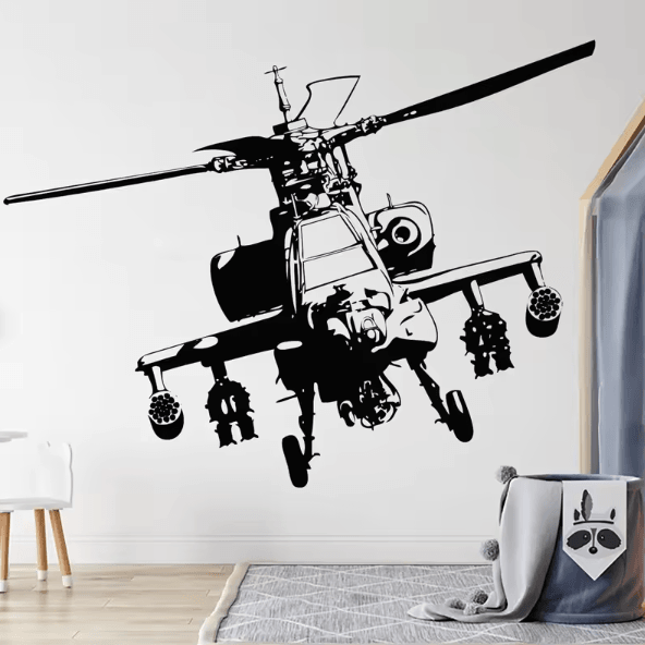 Military Helicopter Army Wall Decal – Hero Soldier Vinyl Wall Sticker for Boys Room Decor