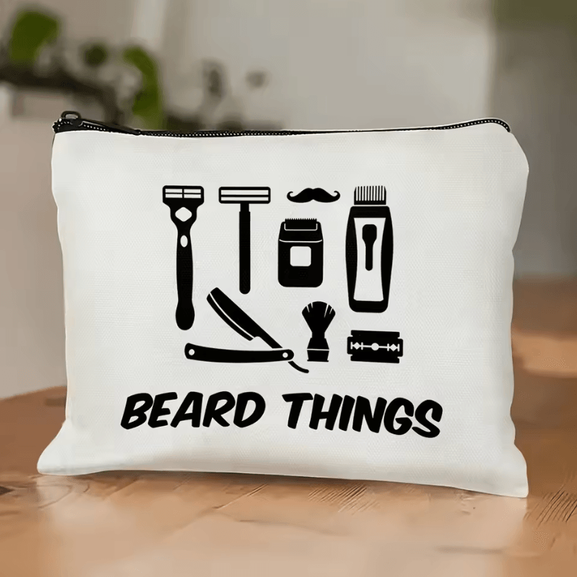 Funny Toiletry Bag Beige Travel Pouch – Classic Mens Travel Pouch with Black Zipper, Ideal Fathers Day Gift Bag