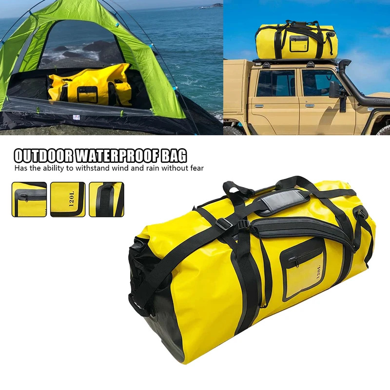 20L-100L Motorcycle Waterproof Tail Bag, Travel Outdoor Dry Luggage Roll Bag, Backpack
