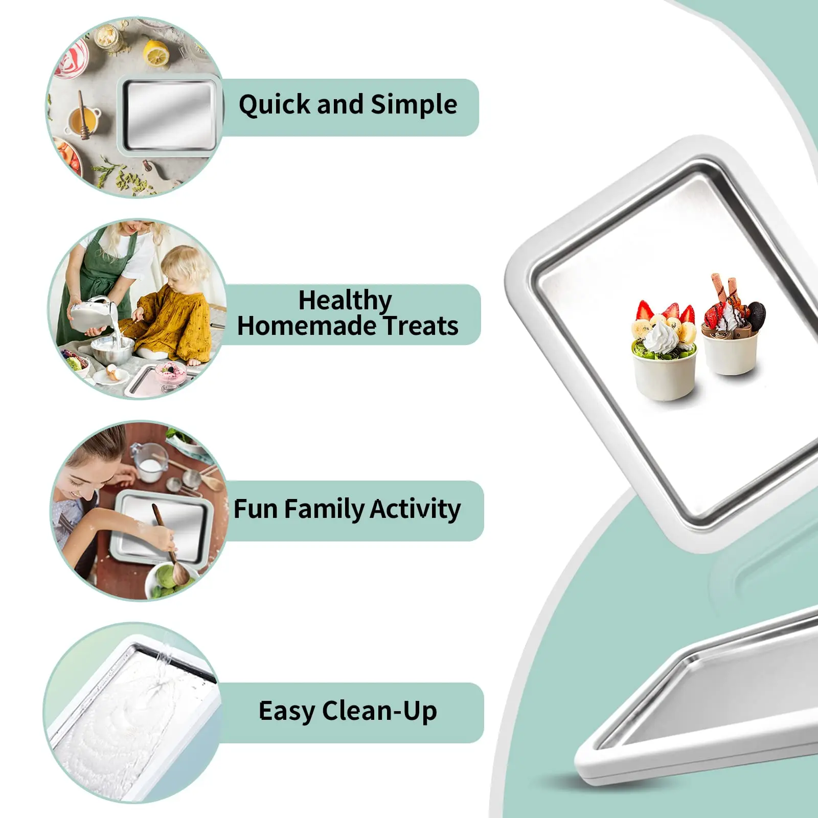Multifunctional Rolled Ice Cream Maker, Cold Sweet Fried Ice Pan, DIY Household Frozen Yogurt Maker, Homemade