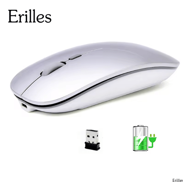 UltraSilent Rechargeable Wireless Optical Mouse – Ultra-Thin 2.4 G Mini USB Mouse for Laptop & PC