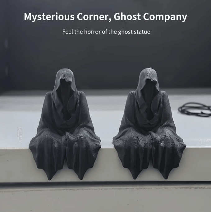 3D Printed Hooded Cloaked Statue – Gothic Dark Aesthetic Figurine for Desk & Shelf Decor