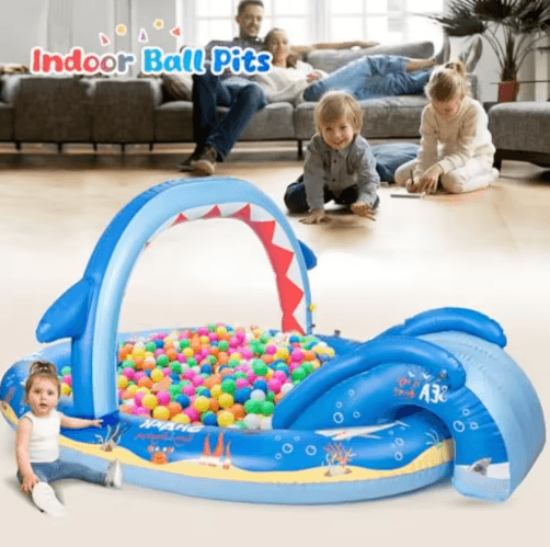 Dinosaur Inflatable Play Center Pool with Slide – Kids Backyard Water Play Center with Sprinkler & Pump