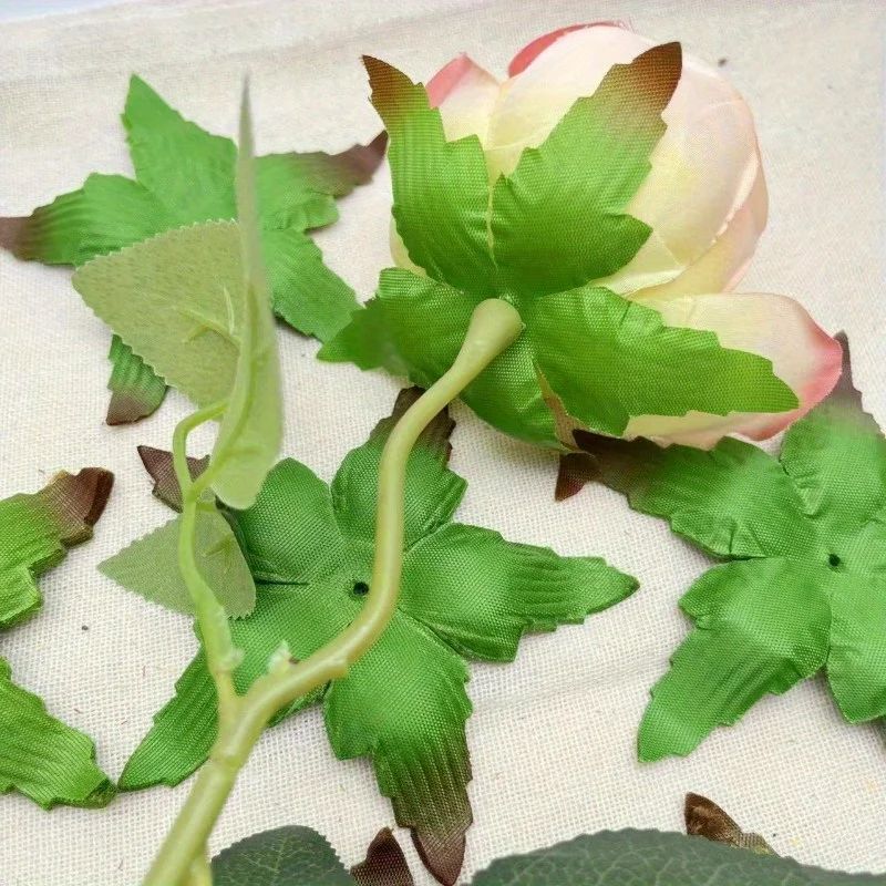 Realistic Rose Leaf Decoration Set – Faux Greenery Accessories for DIY Bouquet & Floral Arrangements