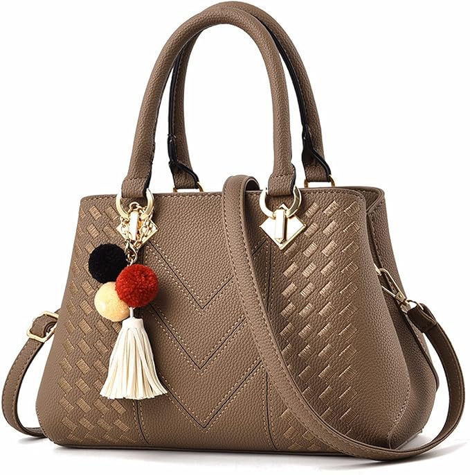 Elegant Embroidered Messenger Bag Stylish Women Leather Shoulder Handbag with Charm Accent