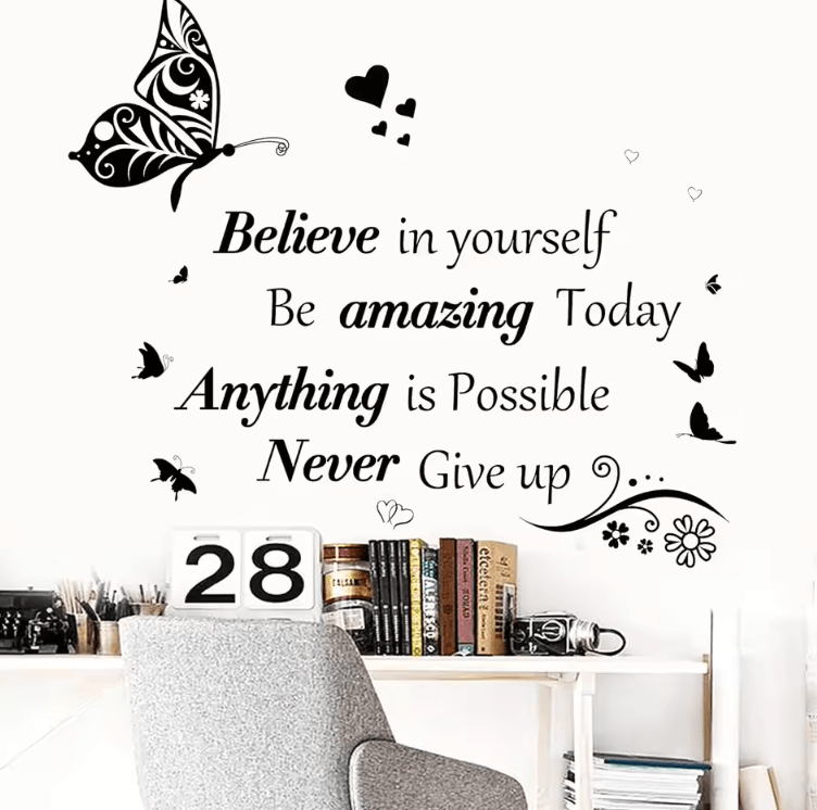Inspirational Butterfly Wall Stickers – Removable Motivational Quote Decor