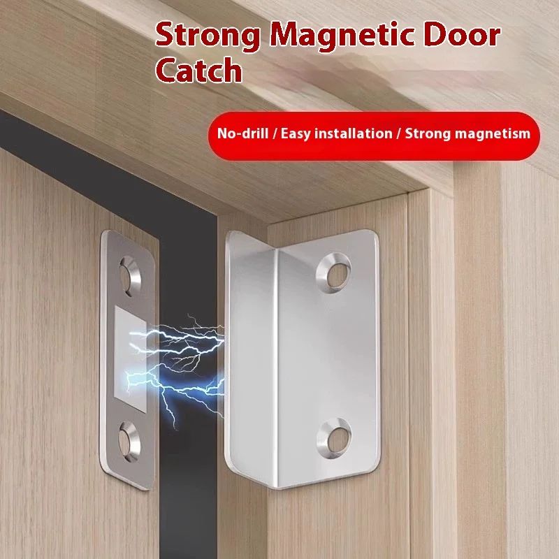 Ultra-Thin L-Type Magnetic Cabinet Catch – Strong Magnetic Door Closer for Cabinets & Wardrobes