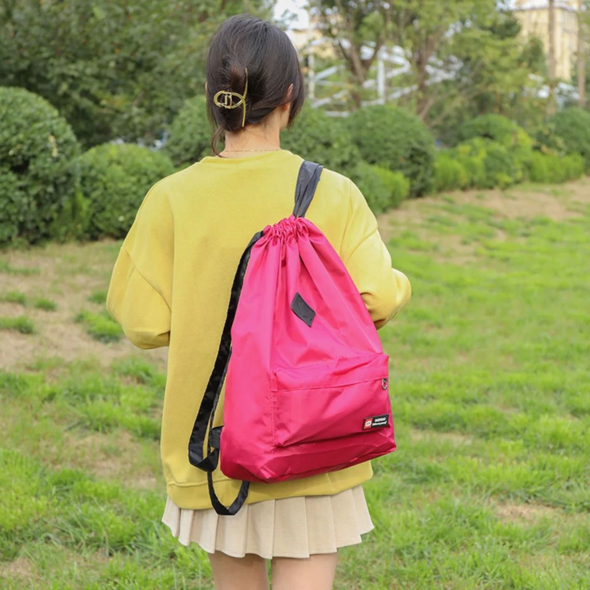 Womens Lightweight Oxford Cloth Drawstring Sports Backpack