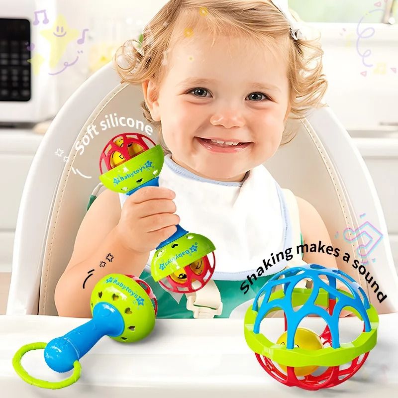 Drum, Bell, and Ball Rattle Toy Set
