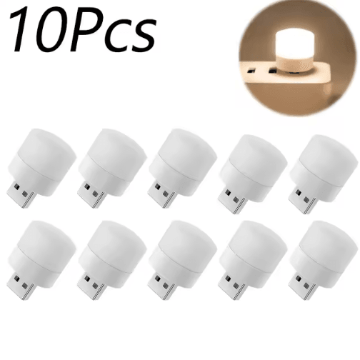 1/10Pcs Mini USB Night Light Warm White Eye Protection Book Reading Light USB Plug Computer Mobile Power Charging LED Ni
