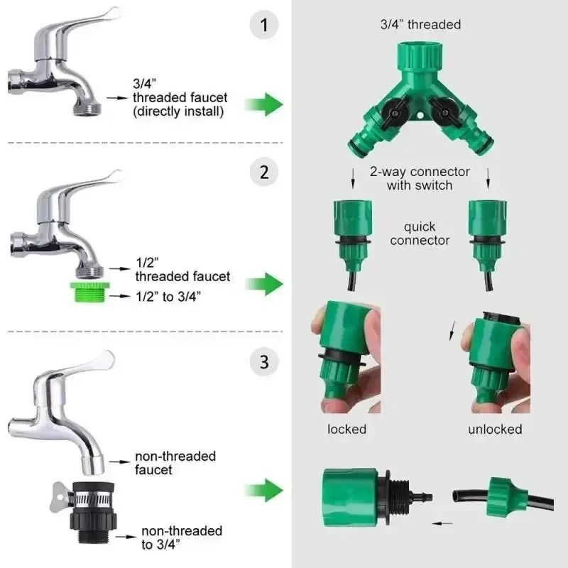 Automatic Watering Garden Hose Micro Drip Watering Kit Adjustable Nozzle System