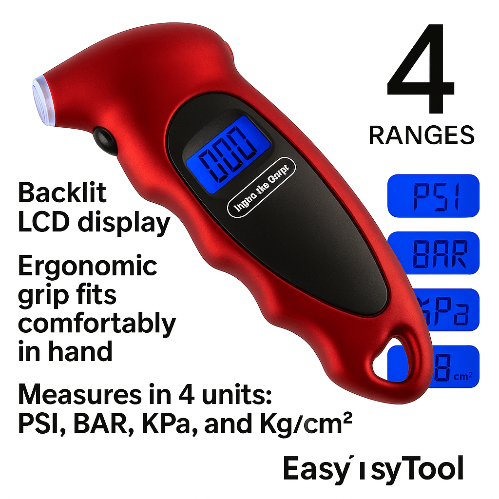 Digital Tire Pressure Gauge 150 PSI with Backlit LCD for Cars Trucks and Bikes