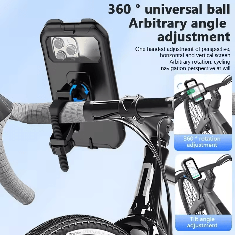 Waterproof Motorcycle & Bicycle Phone Holder 360° Rotating Adjustable GPS Mount