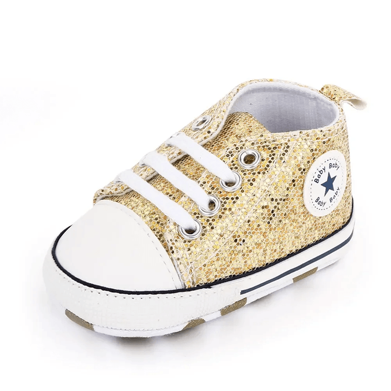 Baby Sequined Canvas Sneakers Soft Sole Non Slip Toddler Walking Shoes