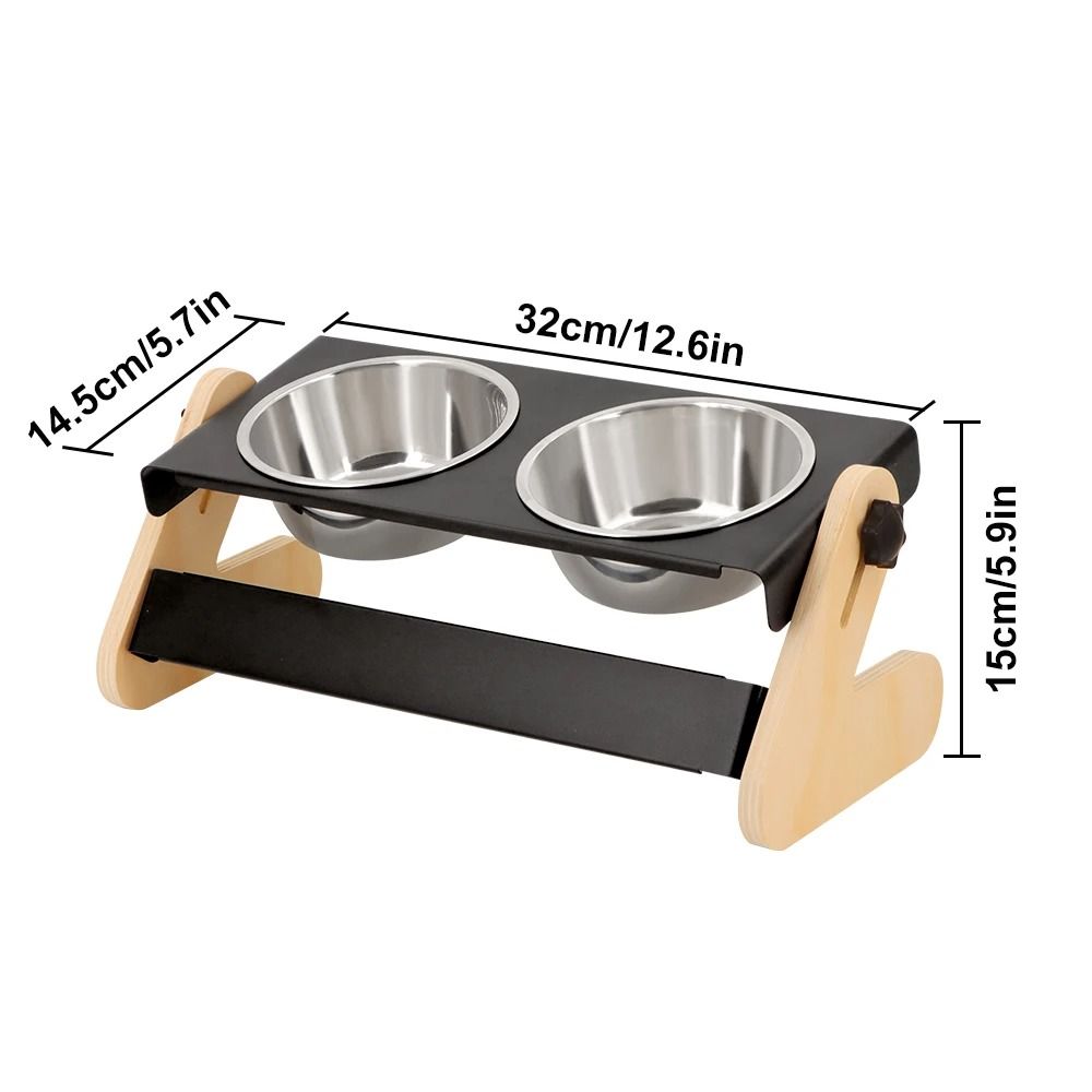 Elevated Industrial Iron and Wood Pet Feeder