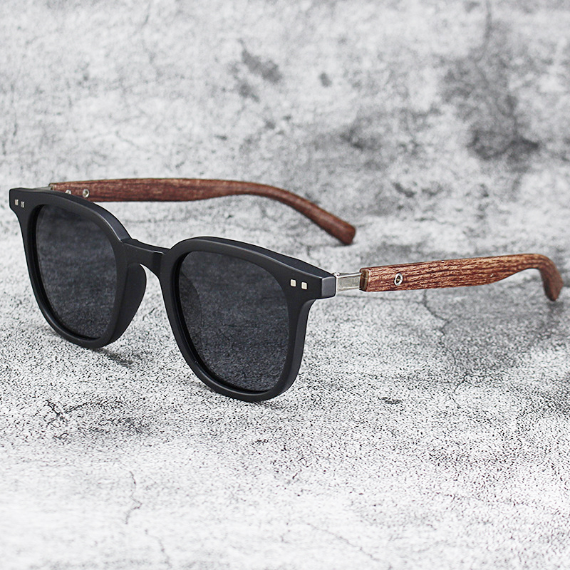 Vintage Wooden Frame Sunglasses, Classic Brand Style, Polarised Sun Glasses for Men and Women