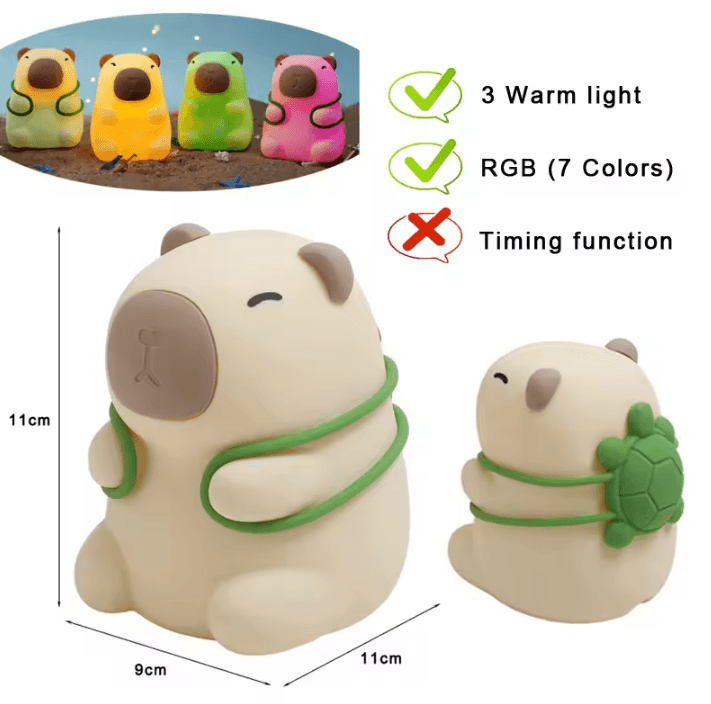 USB Rechargeable Kids Night Light – Cute Capybara Animal Lamp